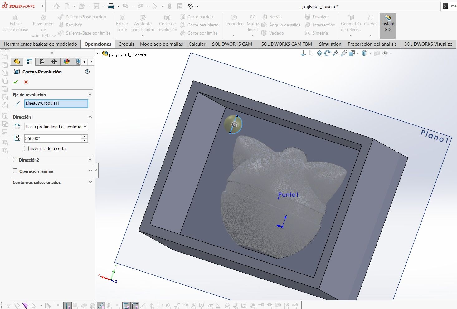 Revolve cut in SolidWorks