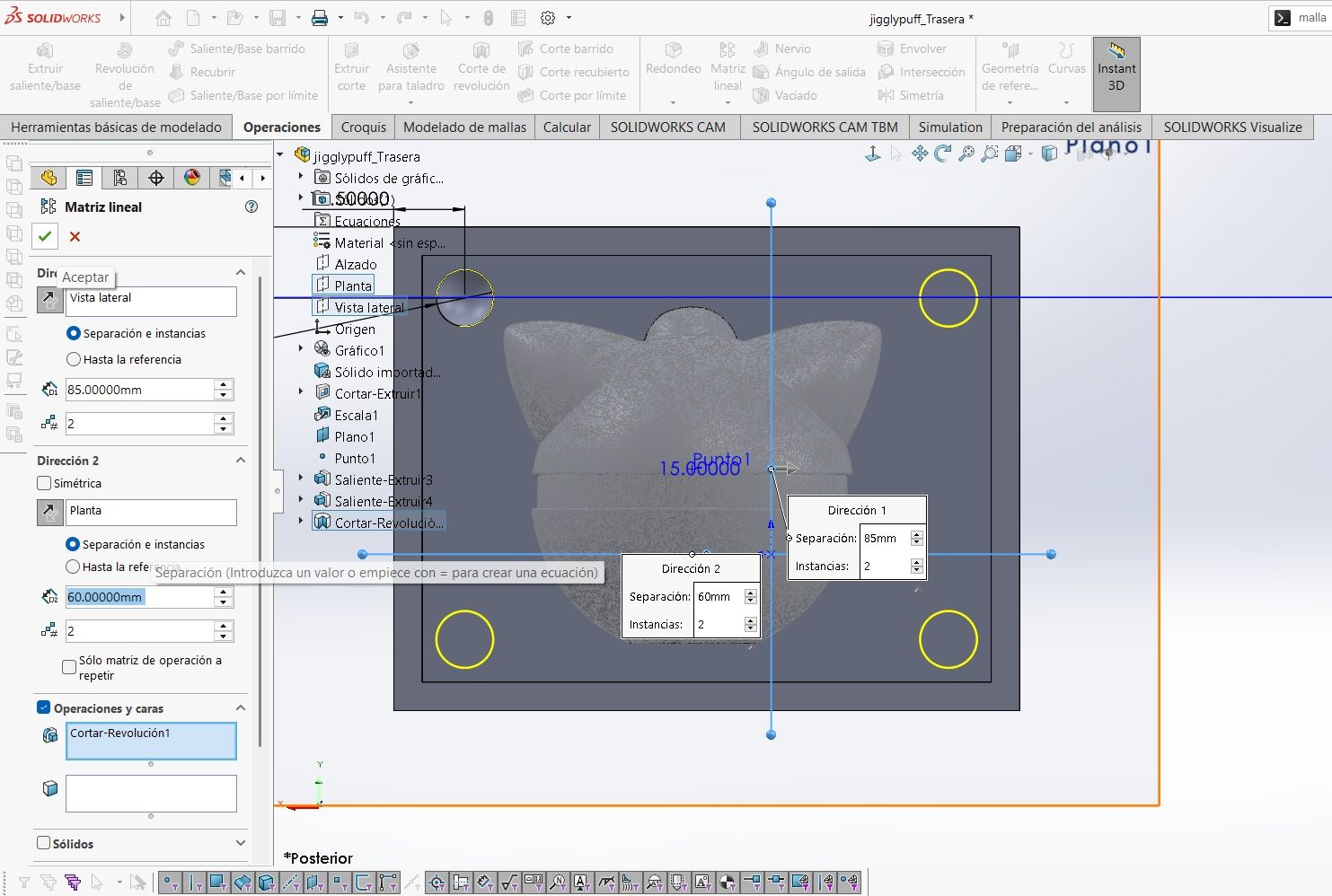Pattern of spheres in SolidWorks