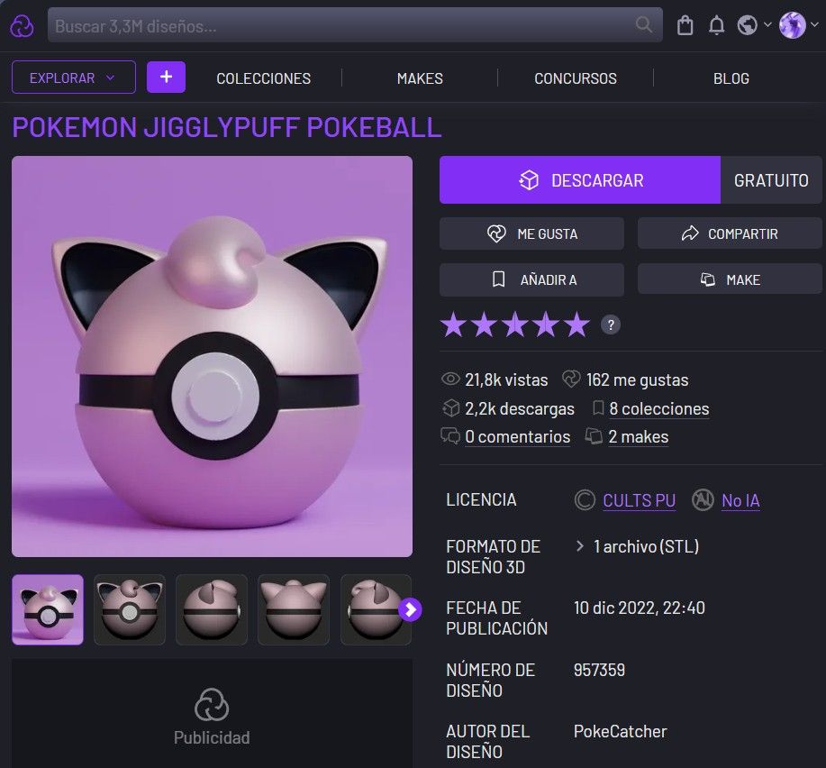 Jigglypuff Pokeball STL model