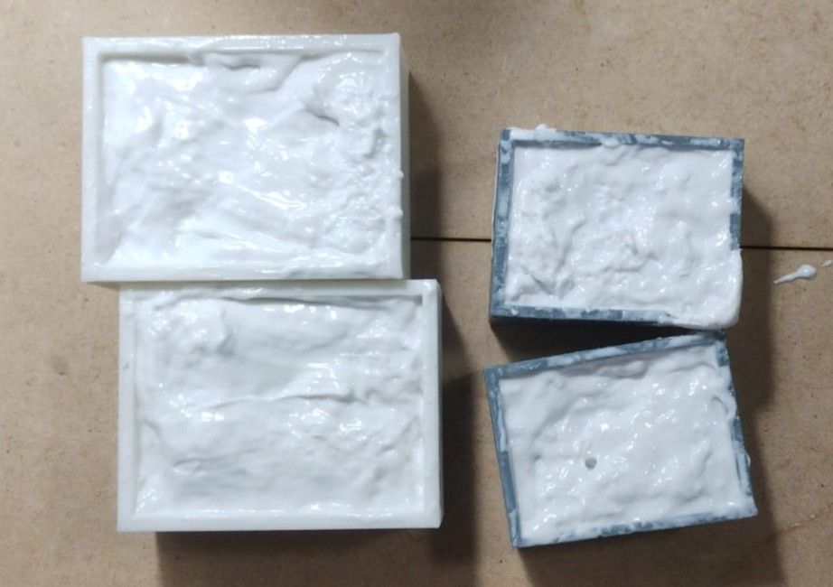 Pouring silicone into the mold