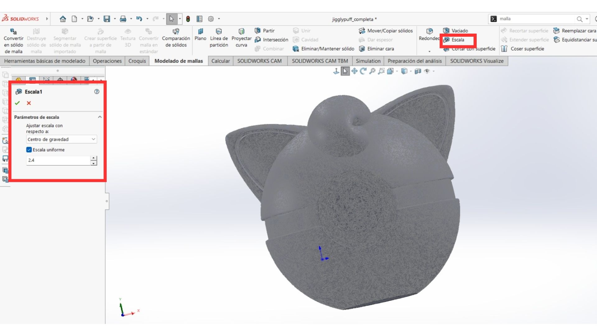 Scaling the model in SolidWorks