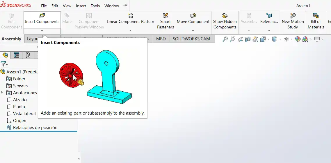 SolidWorks insert component