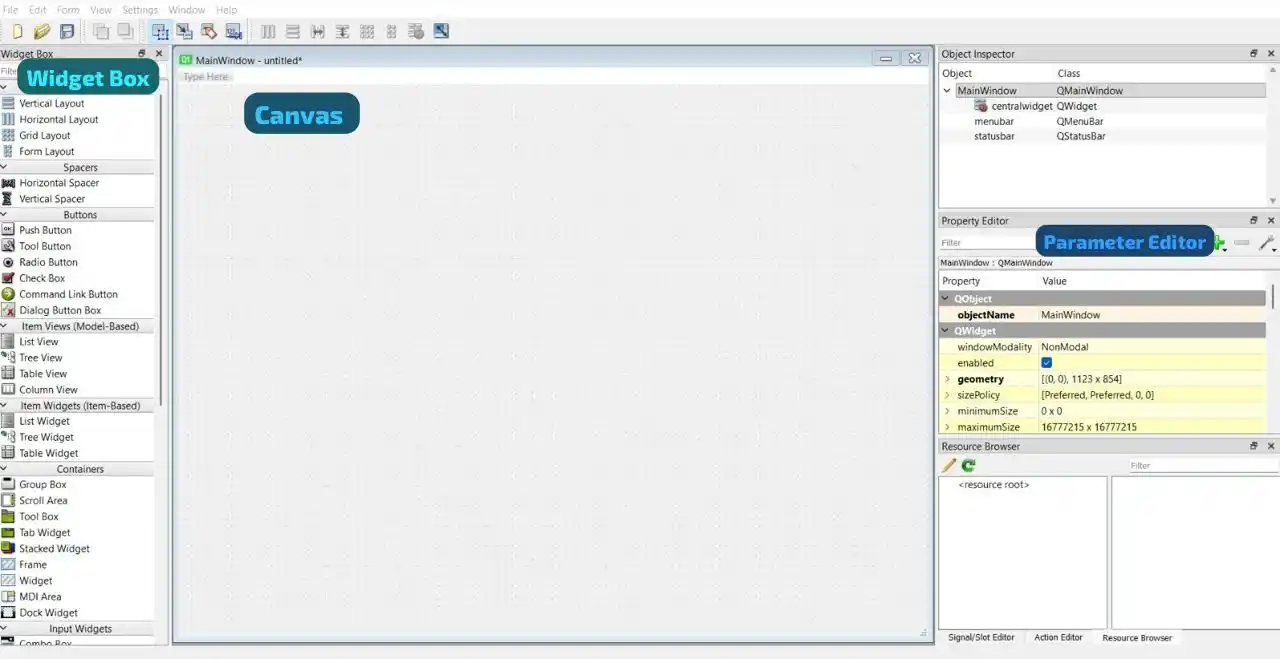 QT Designer Sections