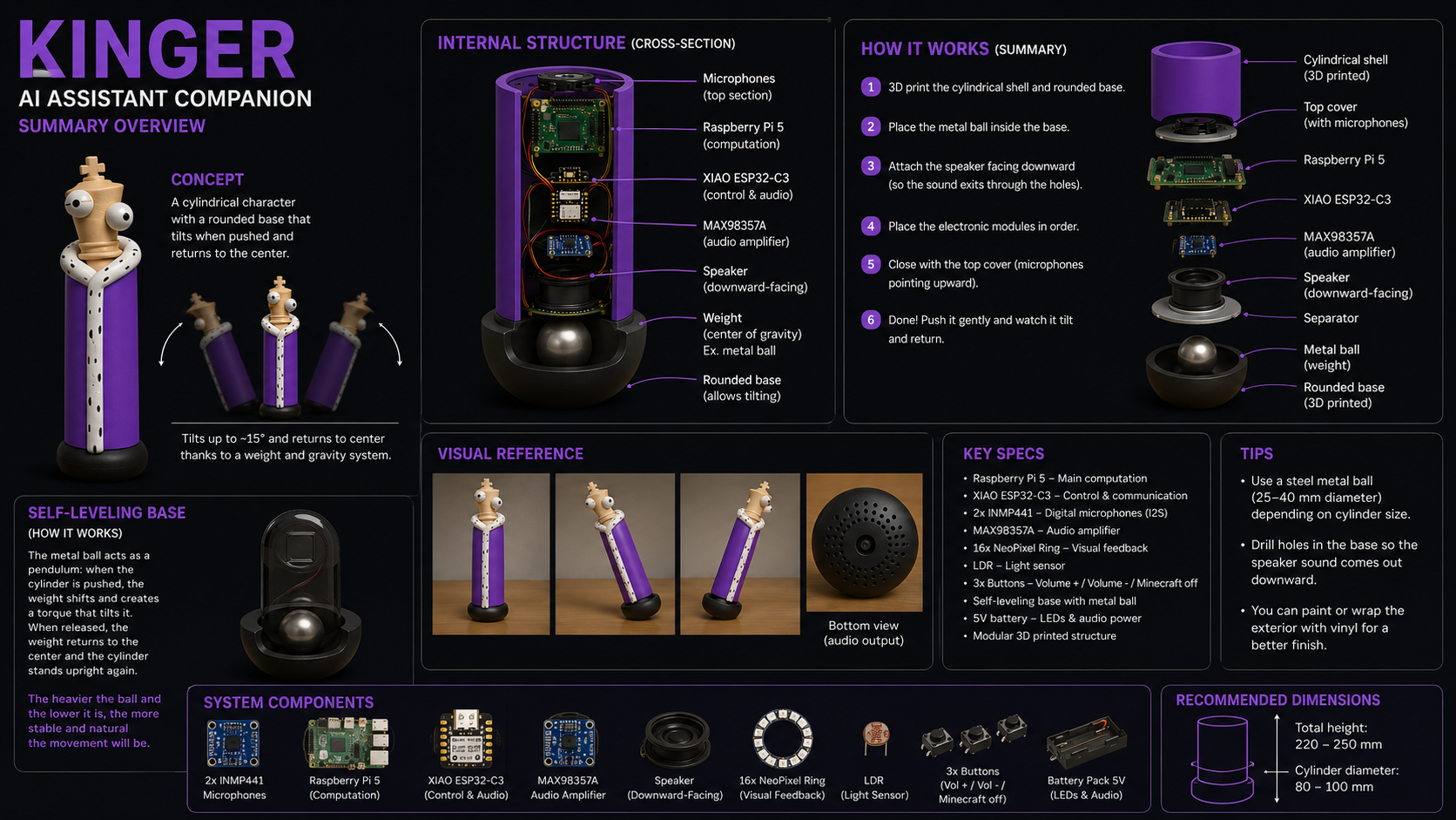 KINGER product render — internal cross-section and component overview