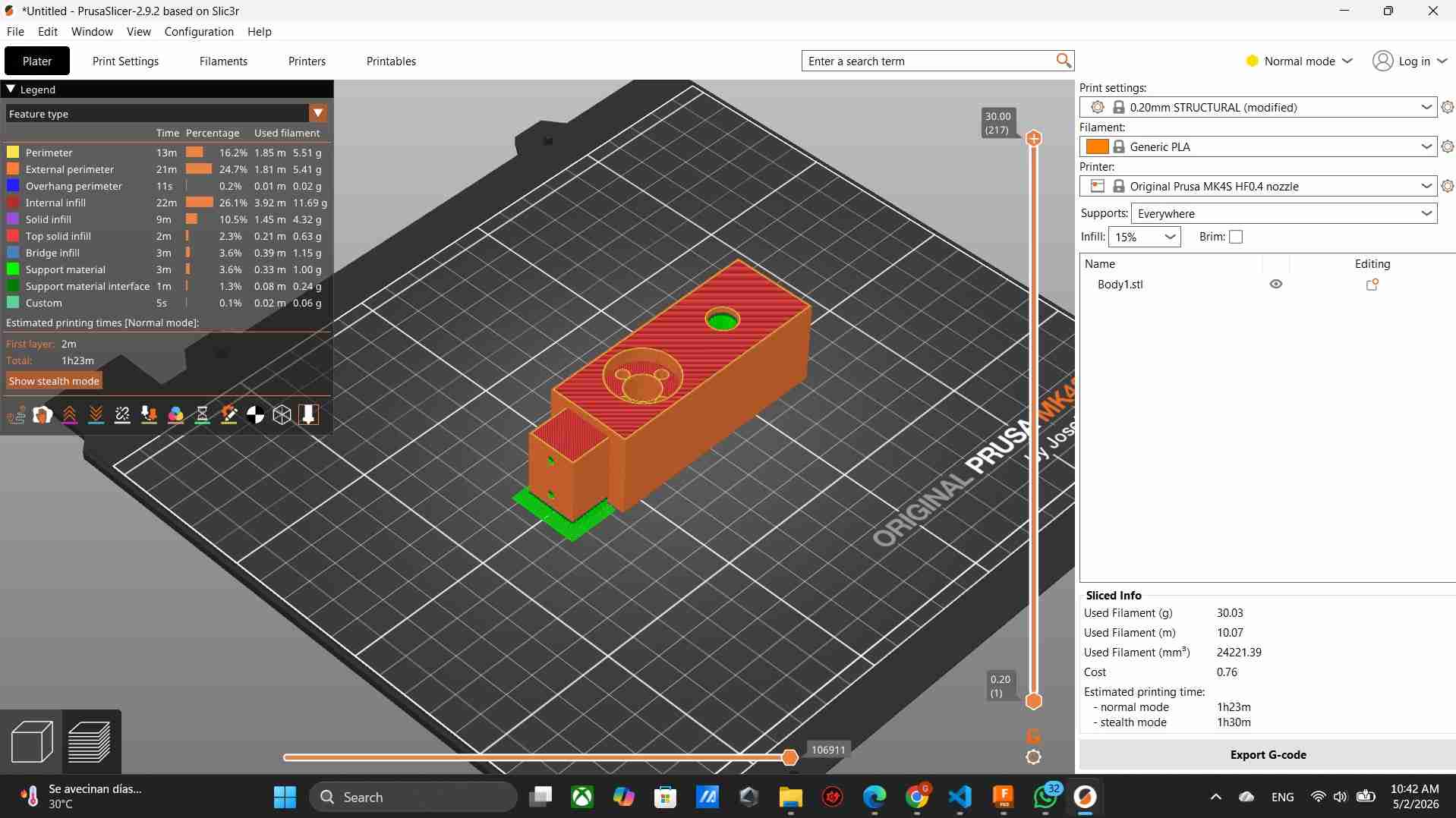Prusa slicer original support
