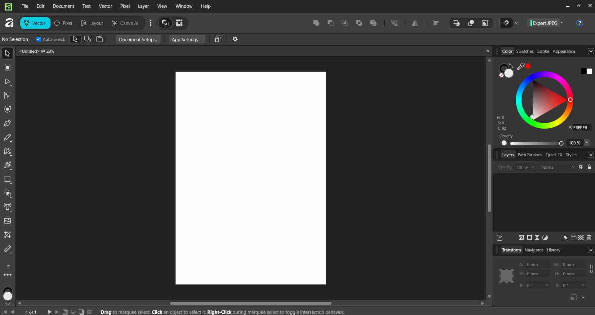 Affinity Main Interface