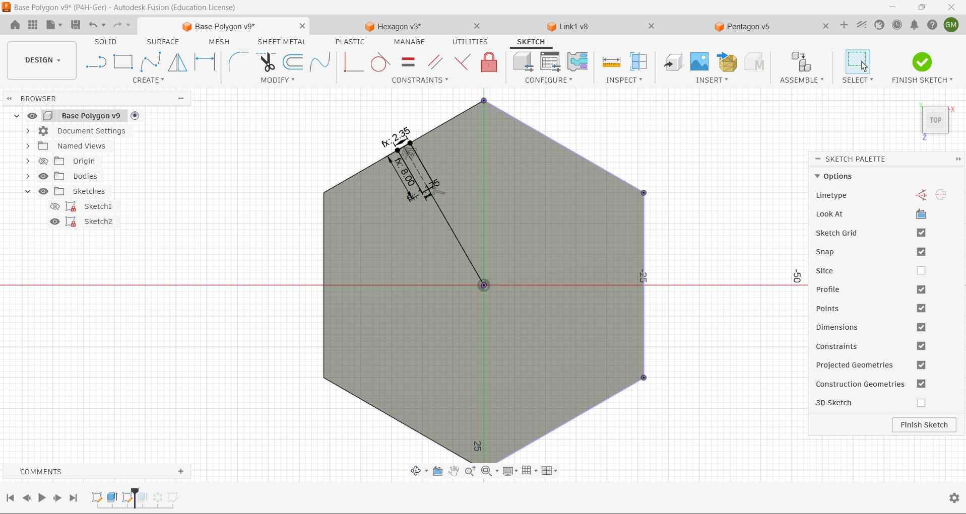 Slot dimensions