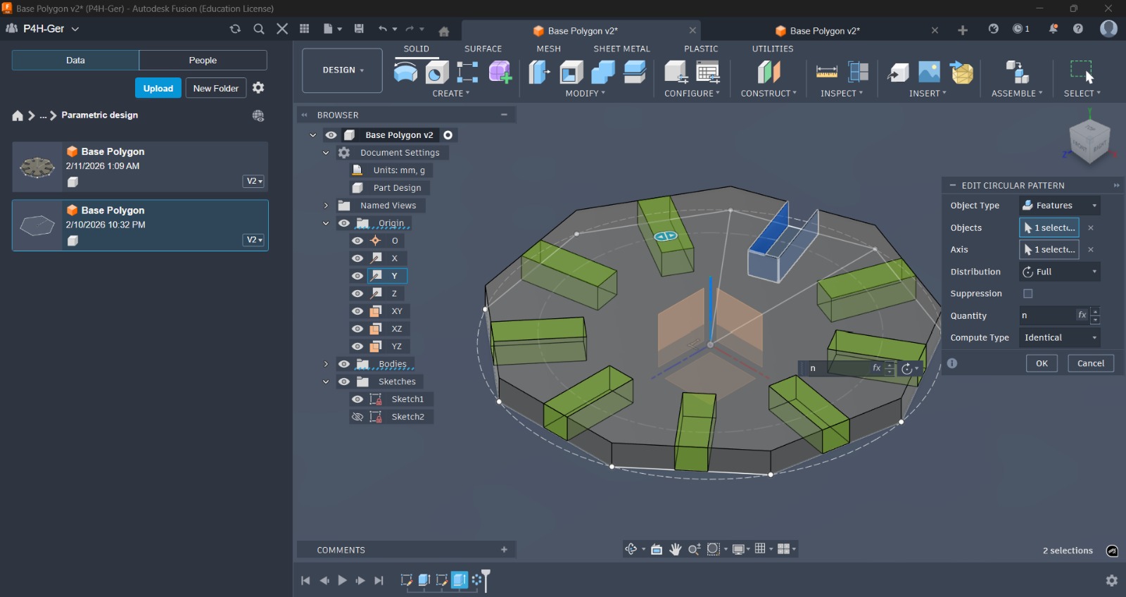 Slot circular pattern