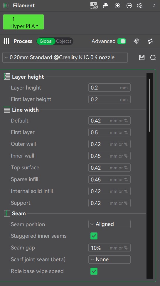 Creality Material Preset