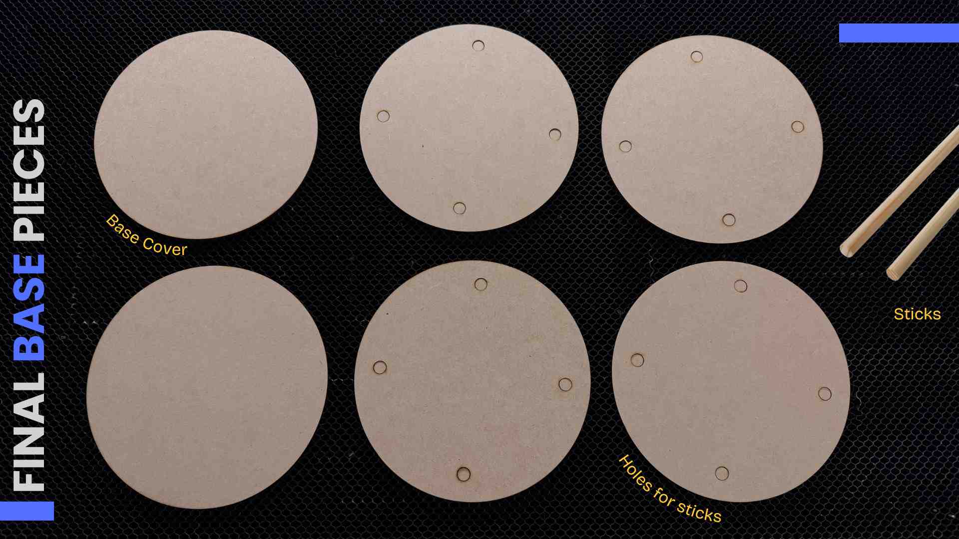 finished pieces: reflector + MDF base