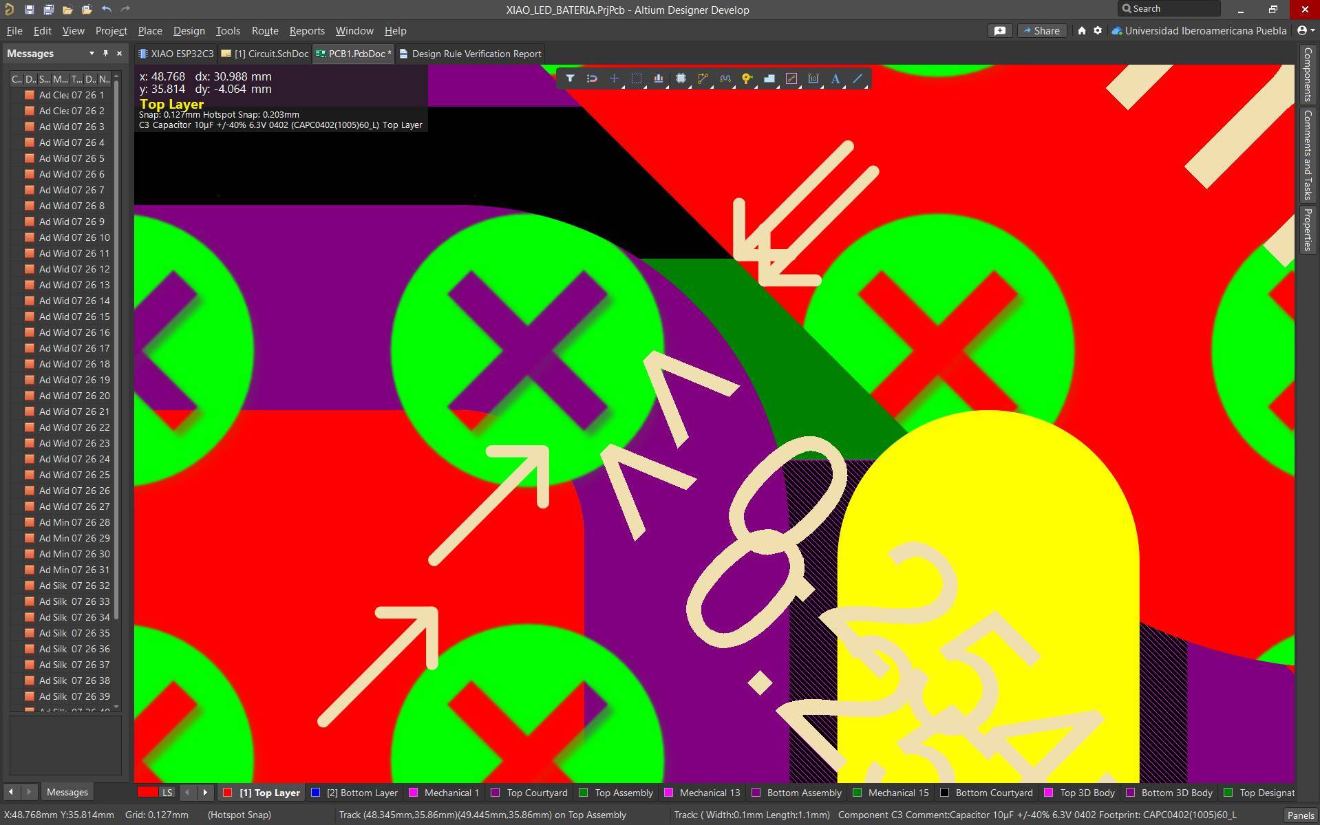 Solder mask warnings