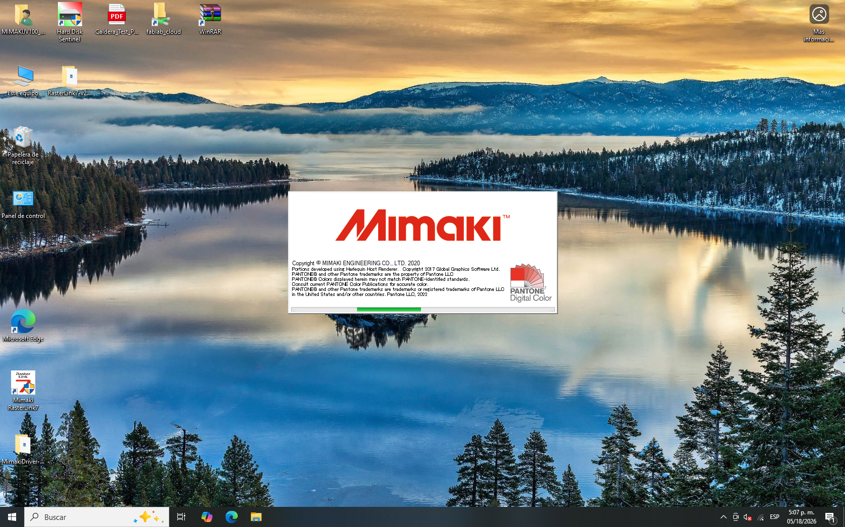 RasterLink startup screen