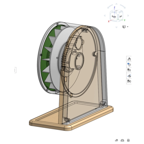 Isometric view of the final pill dispenser prototype