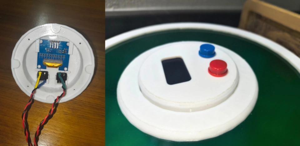 OLED snap fit placement in the printed center piece