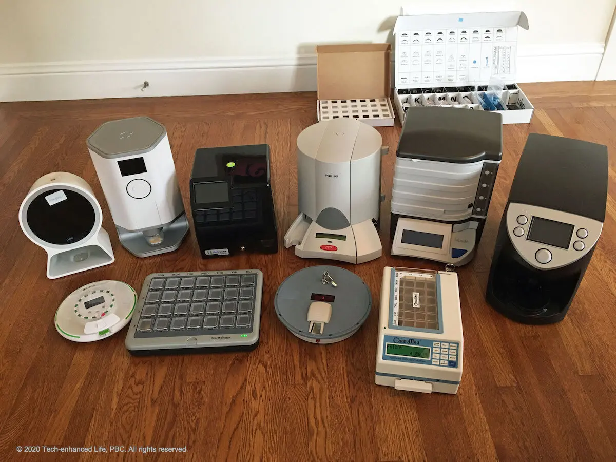 Tech-enhanced Life pill dispenser comparison reference