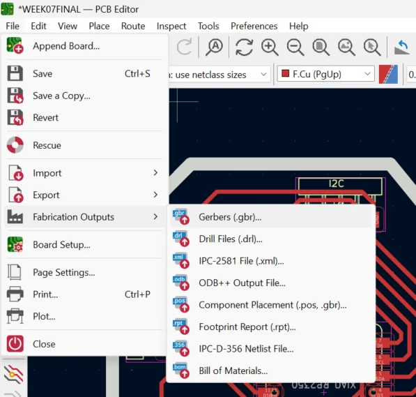 Exporting Gerber files