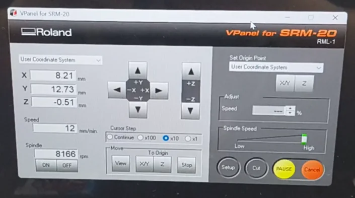 Setting XY origin in VPanel