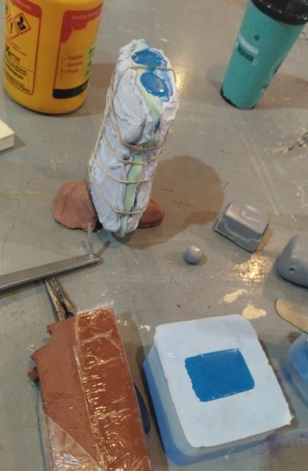 Pouring resin into silicone mold