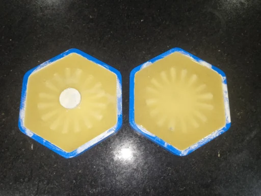Pouring the gelatin mixture into the PLA mold
