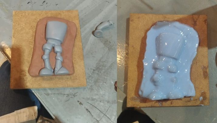 Pouring first silicone half