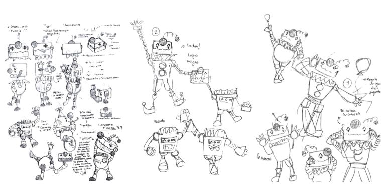 Sketches for the robot circus character