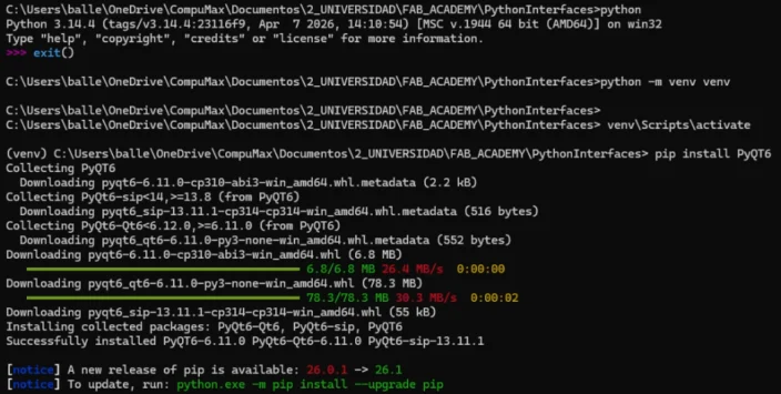 Installing PyQt6 and pyserial inside the virtual environment