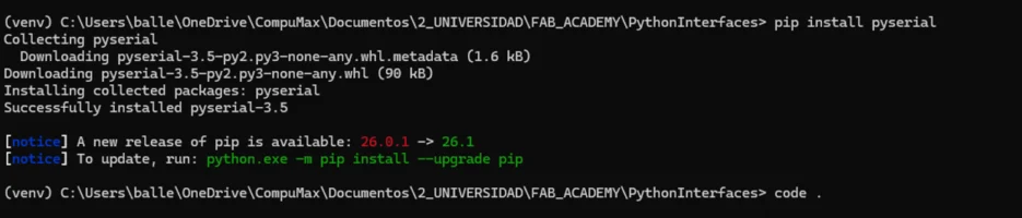 Installing pyserial