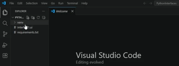 VS Code opening in the project folder