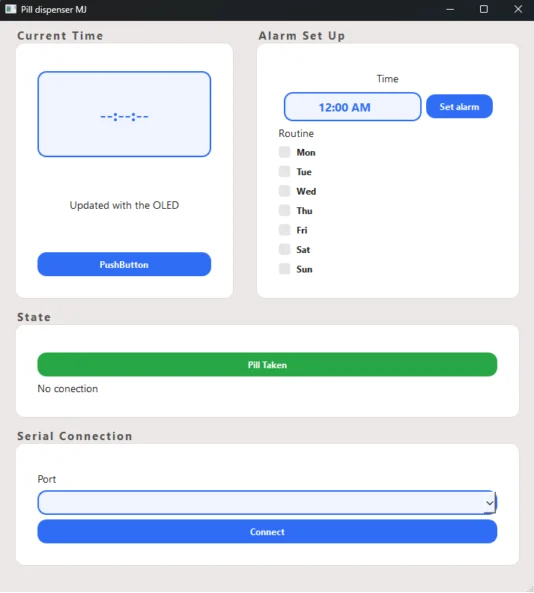 App running with the interface designed in Qt Designer