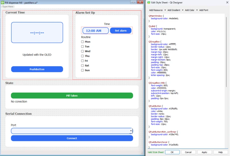 Qt Designer styleSheet editor