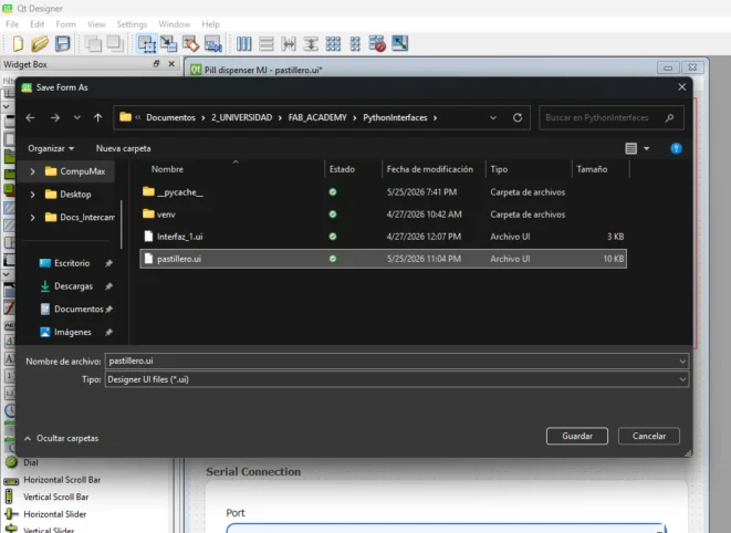 Saved pastillero.ui file for the pill dispenser app
