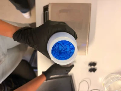 Measuring copper sulfate crystals