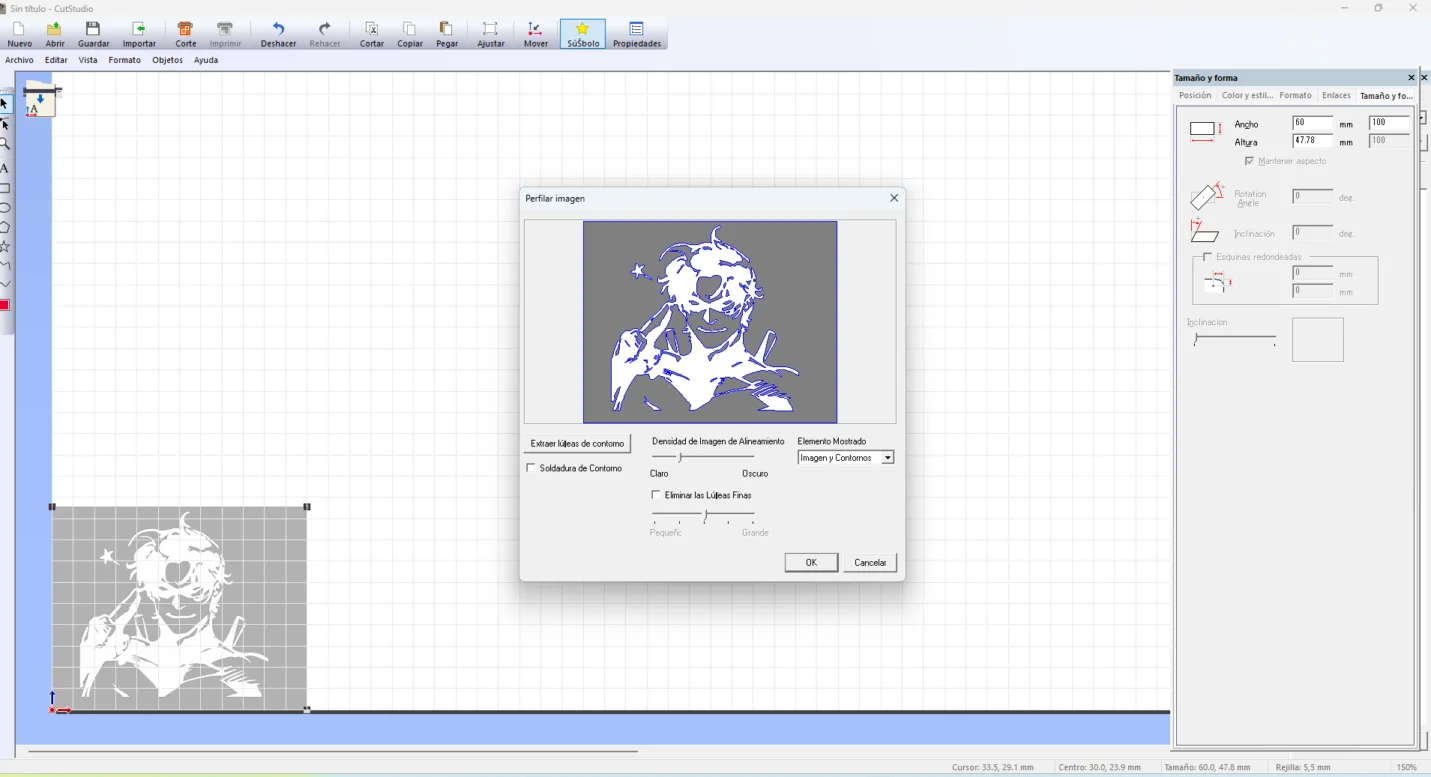 Generating cutting lines outline