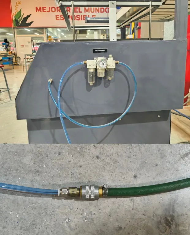 Pneumatic line connection and bed elevation