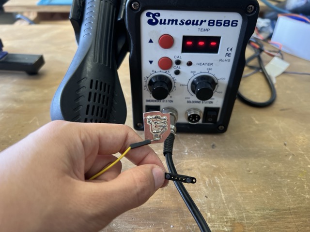 Heat gun and flux used to desolder the I2C correction board that was soldered upside down