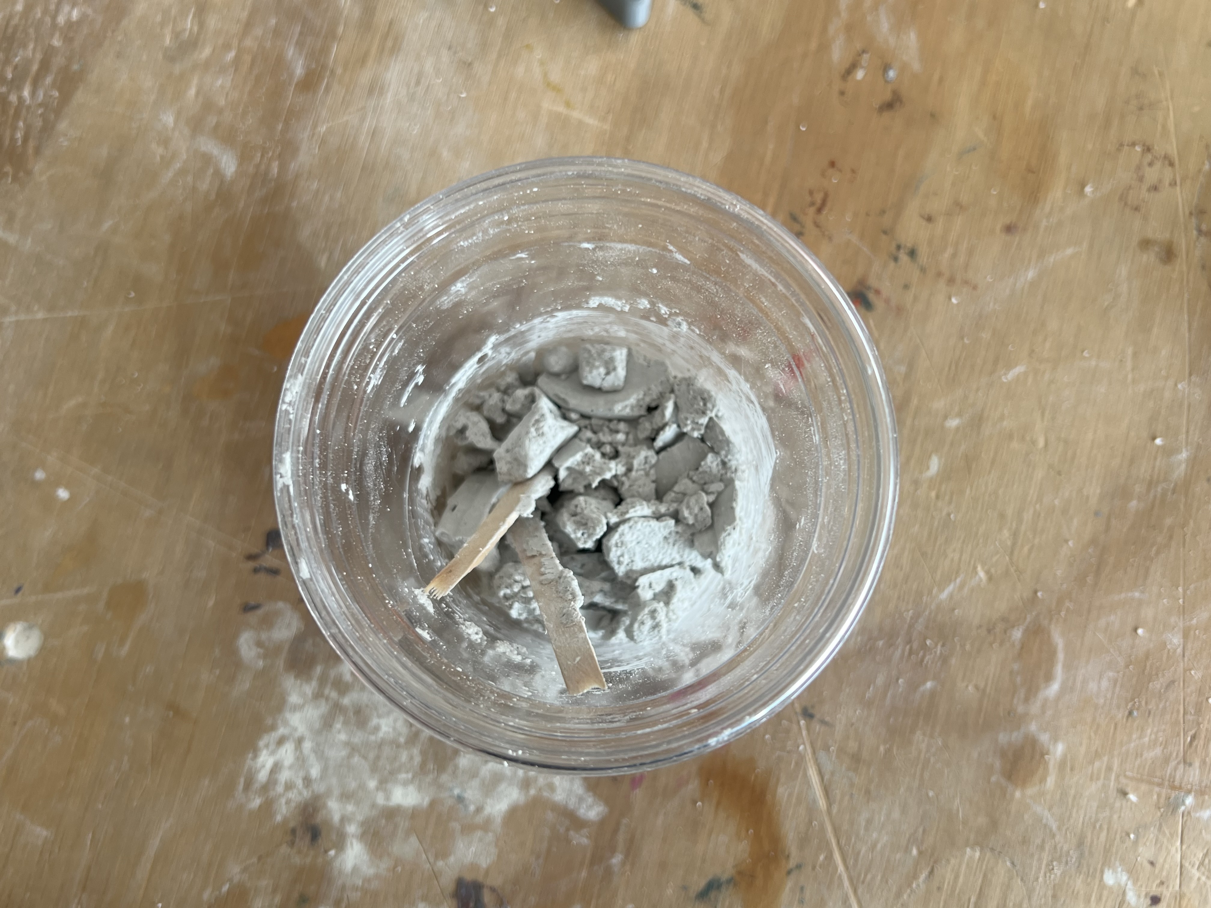 Plaster of Paris poured into the silicone mold and leveled flat with a spatula