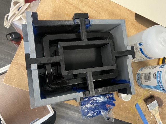 Silicone mold after curing and demolding from the three-part PLA counter-mold, showing a clean surface finish