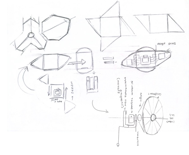 Exploratory sketches of different pod form factors, including the flower-leaf shape, junction mechanisms, and ventilation apertures