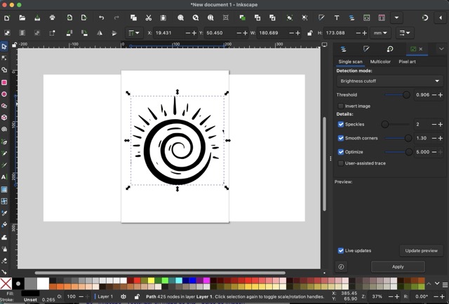 Path → Trace Bitmap function in Inkscape