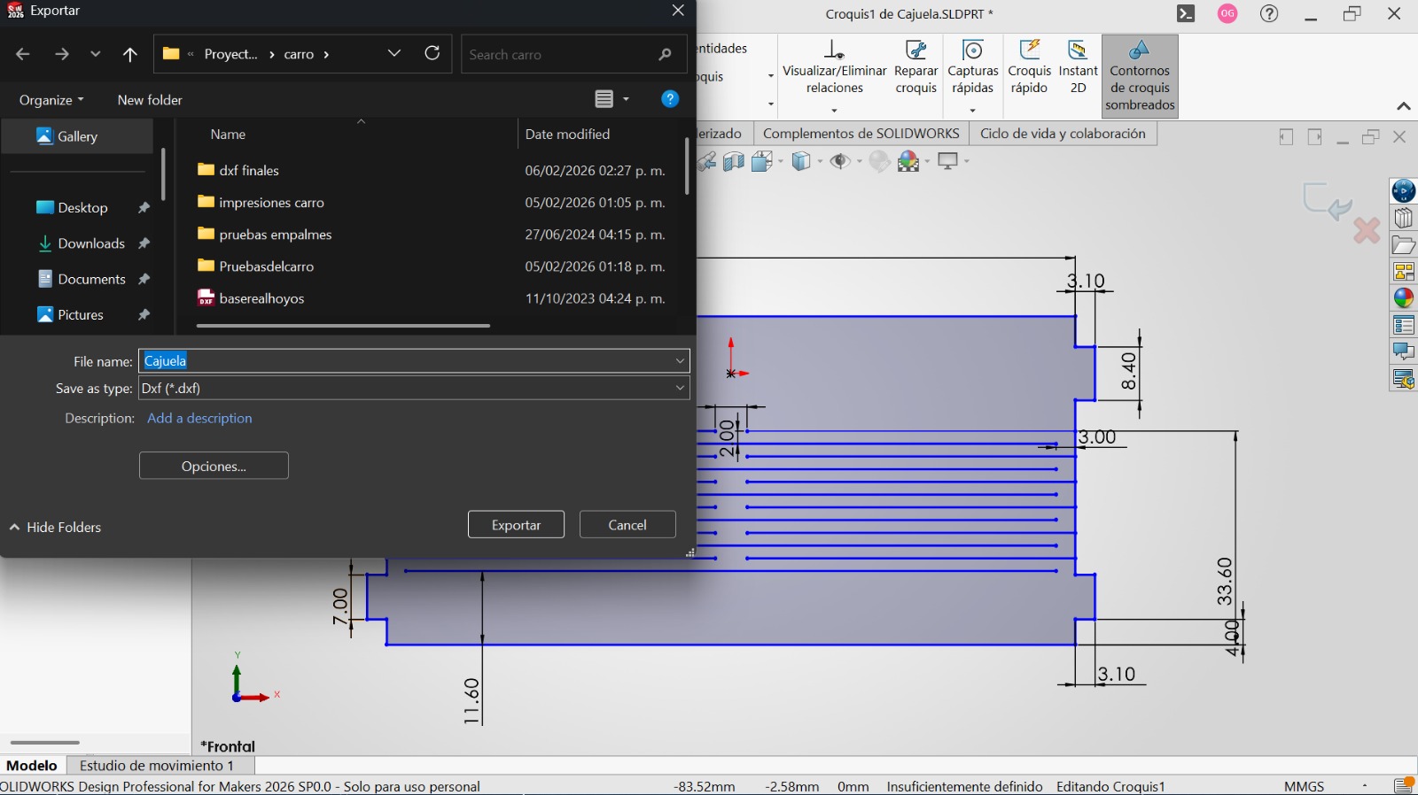 Cutting values settings