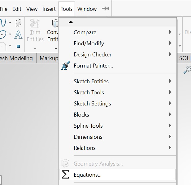 Cutting values settings