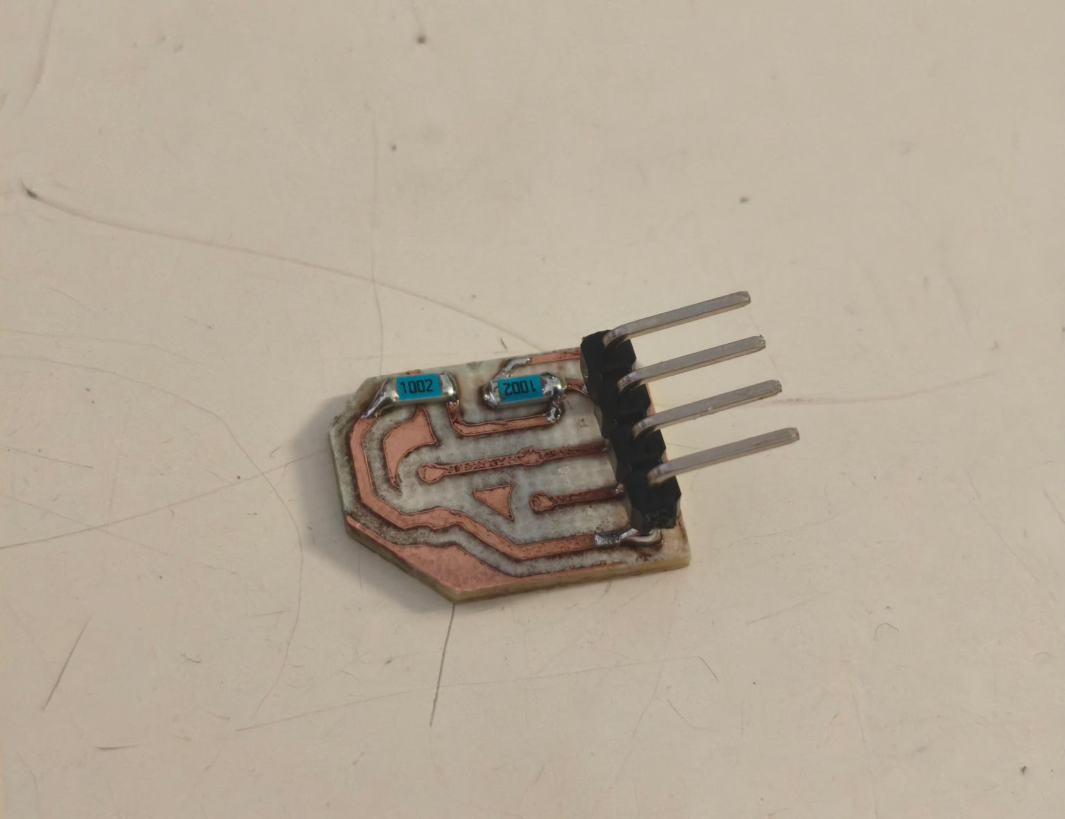 Soldered PCB with resistors