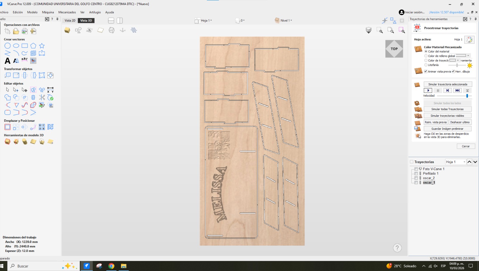 Simulated result of the engraving