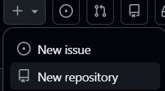 New repository option in GitHub top menu