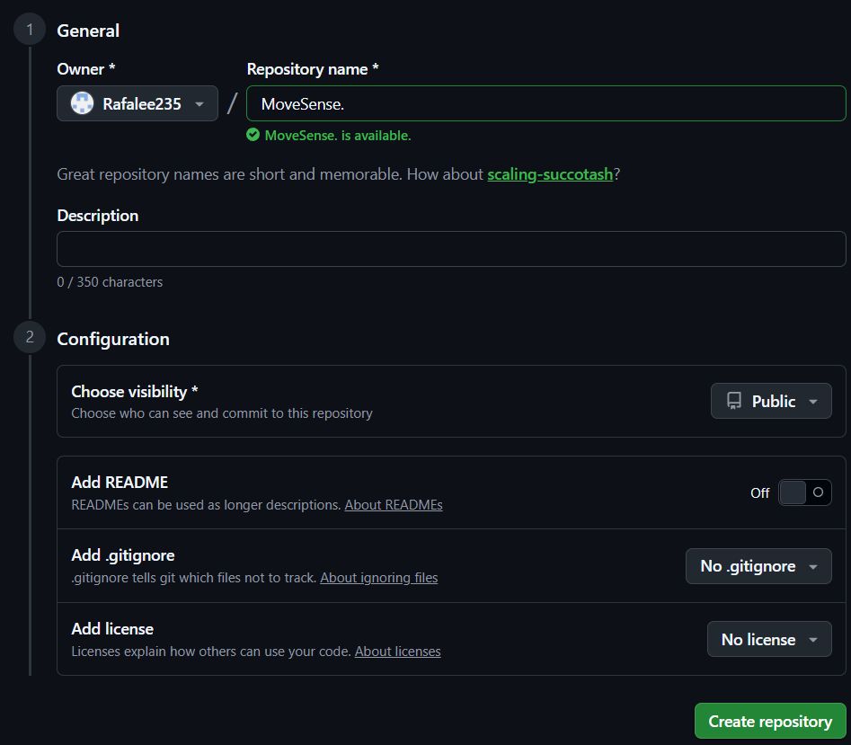 Repository name and configuration form