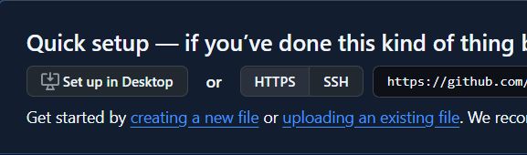Quick setup screen with uploading an existing file link