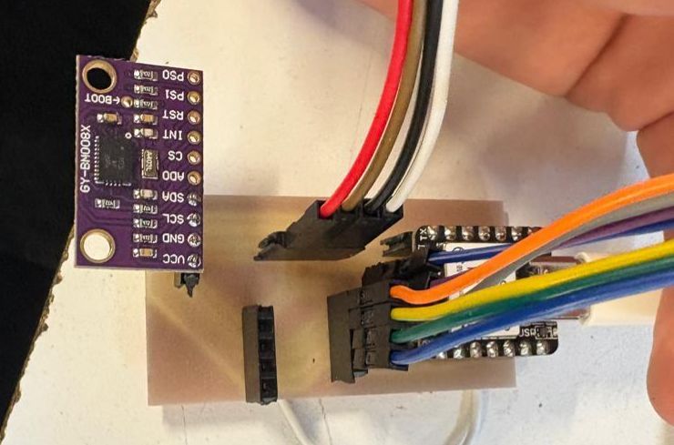 Prototype PCB with all sensors and microcontroller assembled and connected