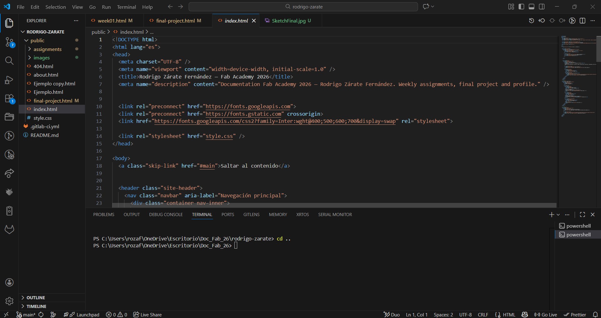 VS Code showing the project files