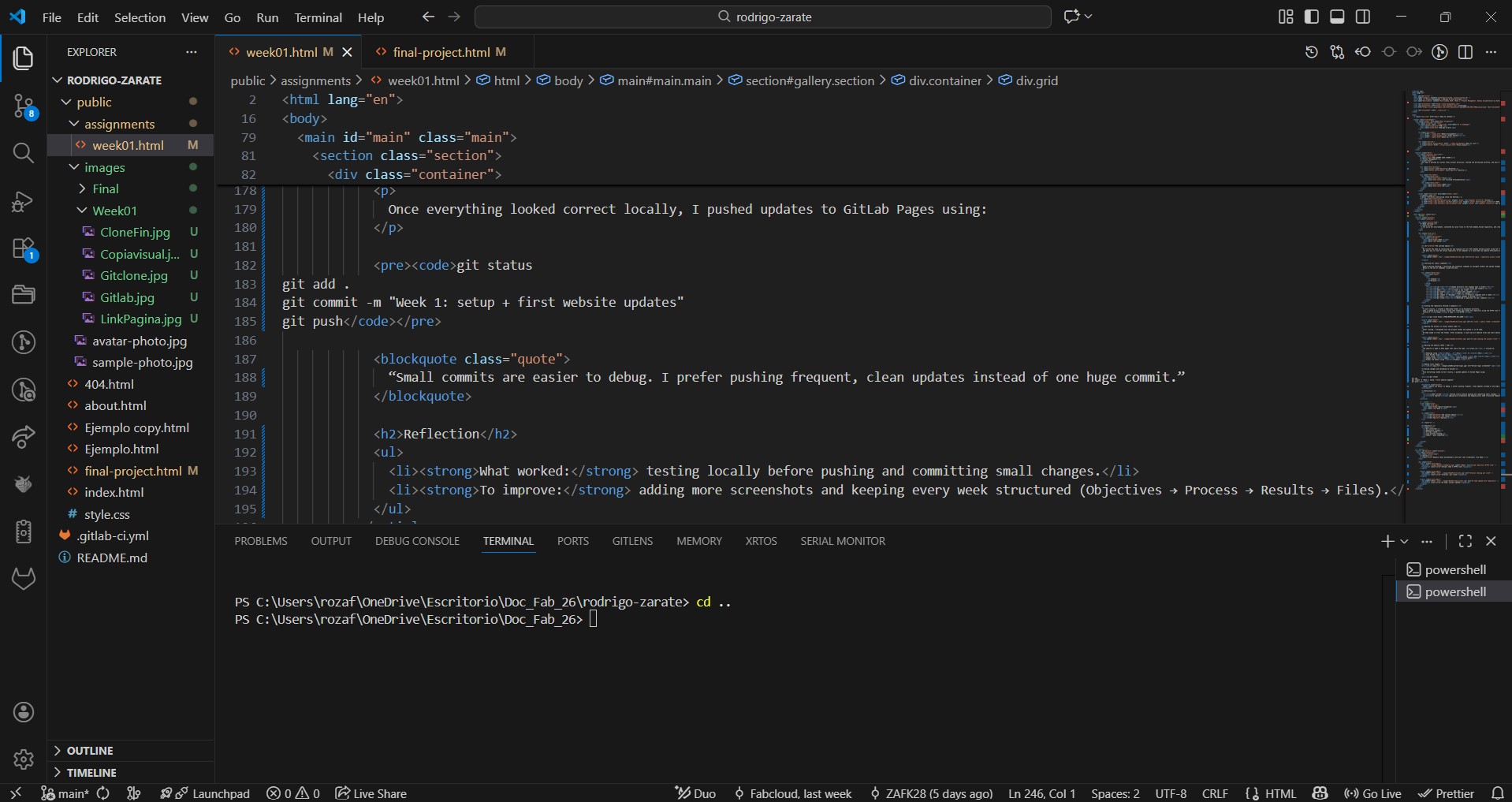 VS Code opened with repository