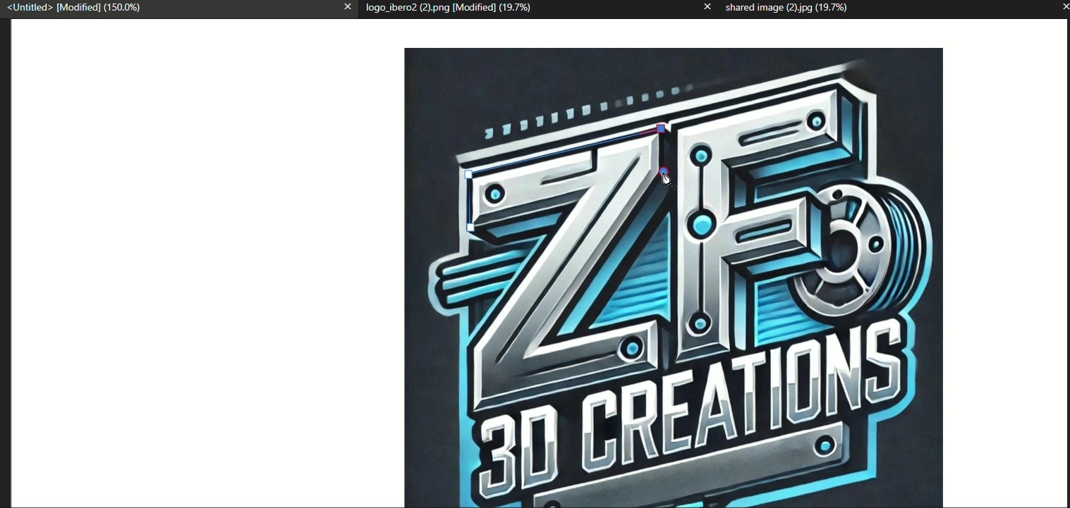 Affinity Designer showing a traced contour on top of the image